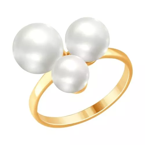 Кольцо из золочёного серебра с жемчугом