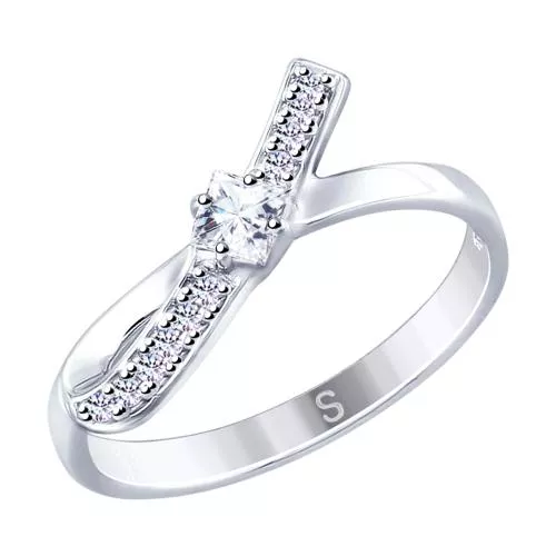 Кольцо из серебра с фианитами