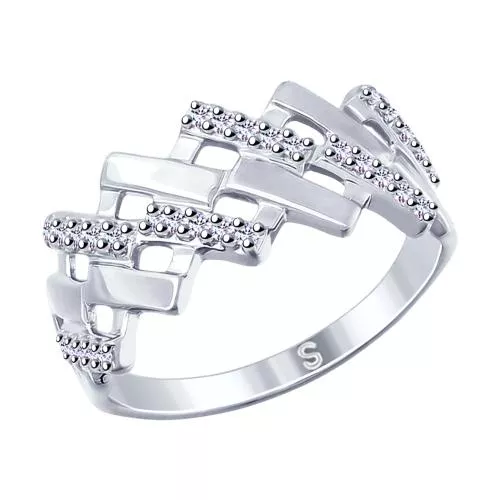 Кольцо из серебра с фианитами