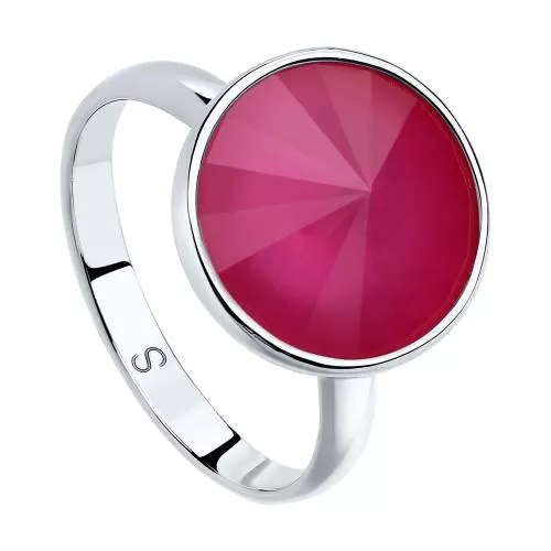 Кольцо из серебра с розовым кристаллом Swarovski