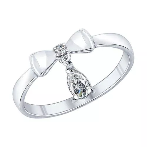 Серебряное кольцо с бантиком