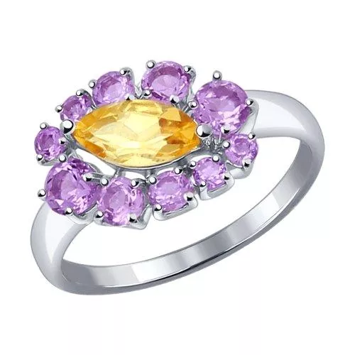 Кольцо из серебра с полудрагоценными вставками