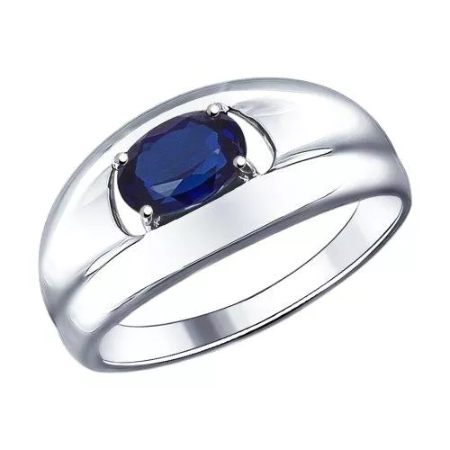 Кольцо из серебра с корундом сапфировым (синт.)