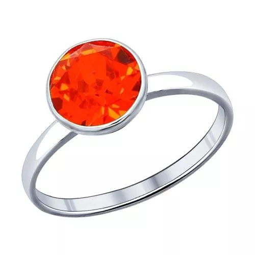 Кольцо из серебра с оранжевым кристаллом Swarovski