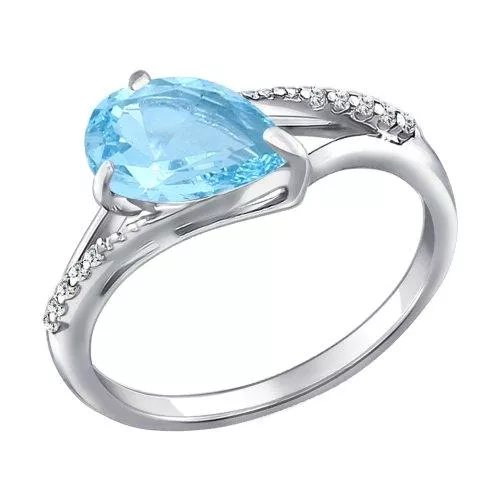 Кольцо из серебра с ситаллом и фианитами