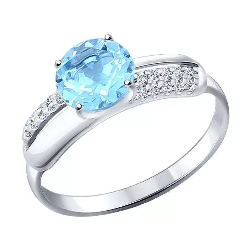 Кольцо из серебра с ситаллом и фианитами