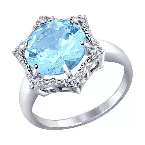 Кольцо из серебра с ситаллом и фианитами