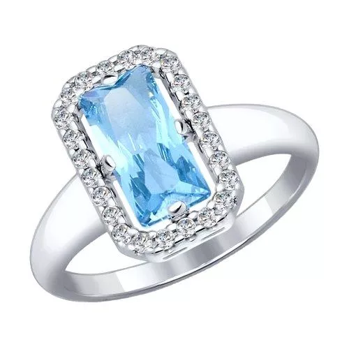 Кольцо из серебра с ситаллом и фианитами