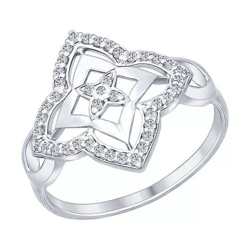 Кольцо из серебра с фианитами