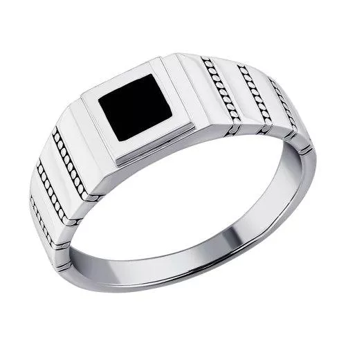 Печатка из чернёного серебра с эмалью