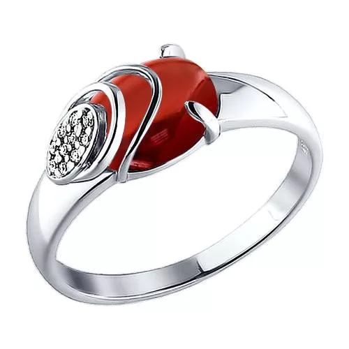 Кольцо из серебра с гранатом и фианитами