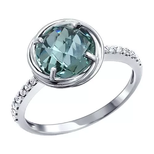 Классическое тонкое серебряное кольцо с крупным камнем