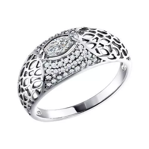 Кольцо из серебра с фианитами