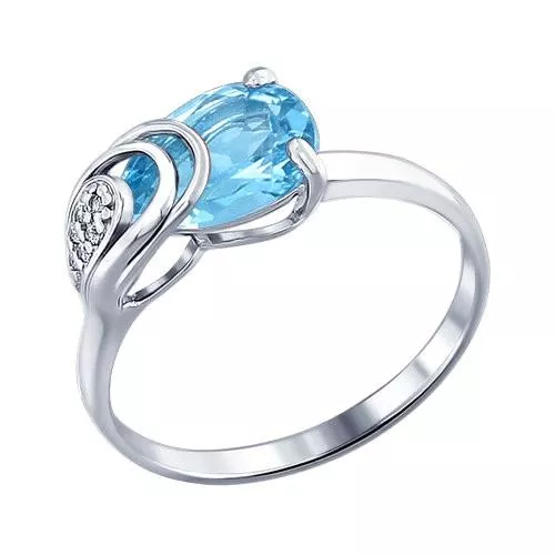 Кольцо из серебра с топазом и фианитами