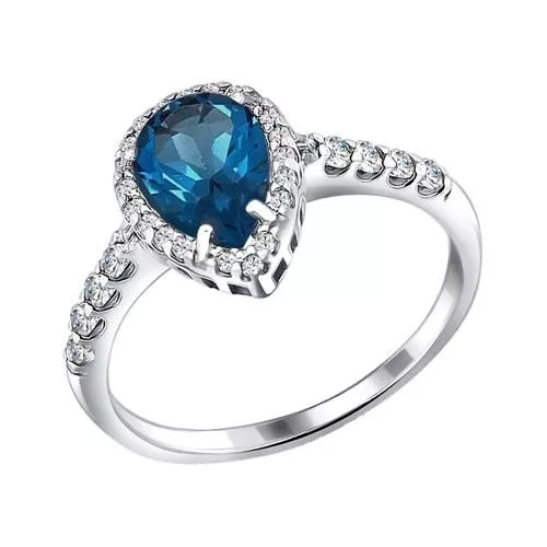 Кольцо из серебра с топазом и фианитами