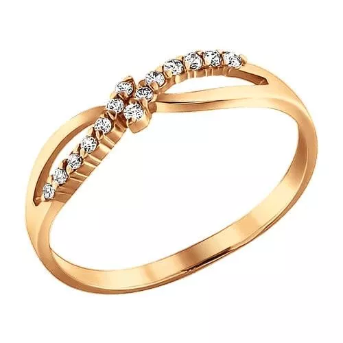 Кольцо из золочёного серебра с фианитами