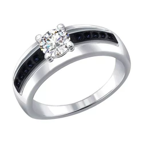 Кольцо из серебра с фианитами