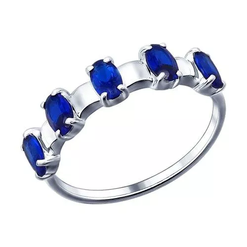 Кольцо из серебра с синими фианитами