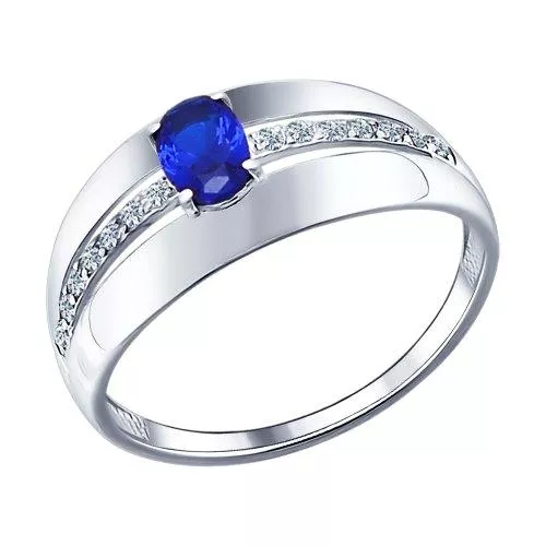 Кольцо из серебра с синим фианитом