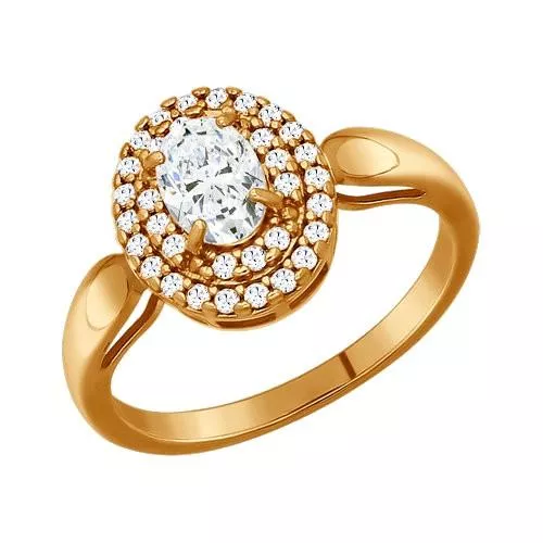 Кольцо из золочёного серебра с фианитами