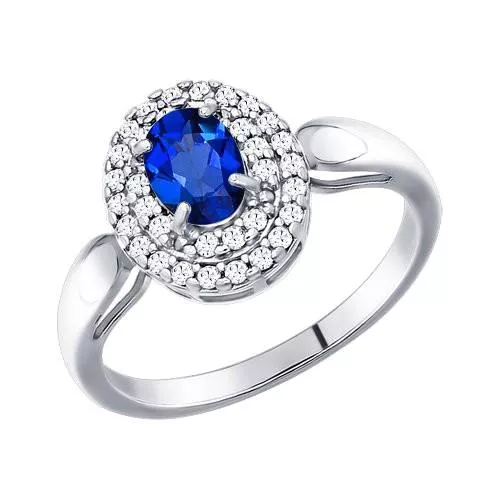 Кольцо из серебра с синим фианитом