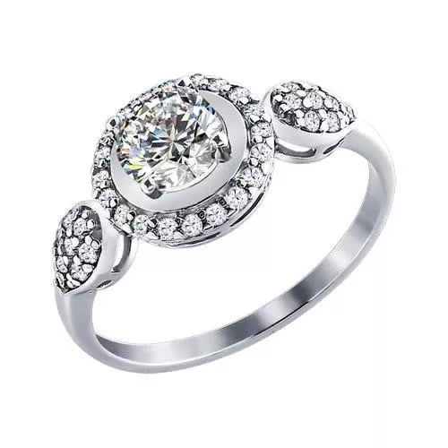 Кольцо из серебра с фианитами