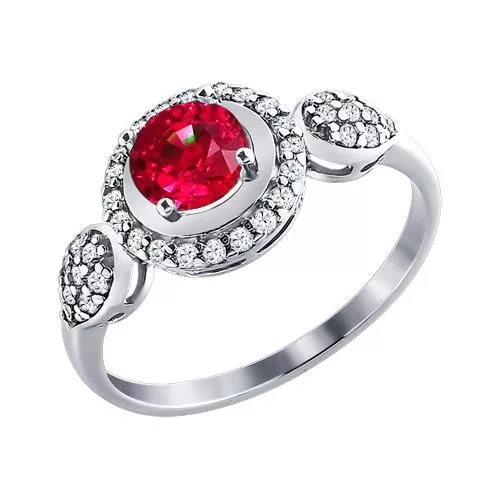 Кольцо из серебра с красным фианитом