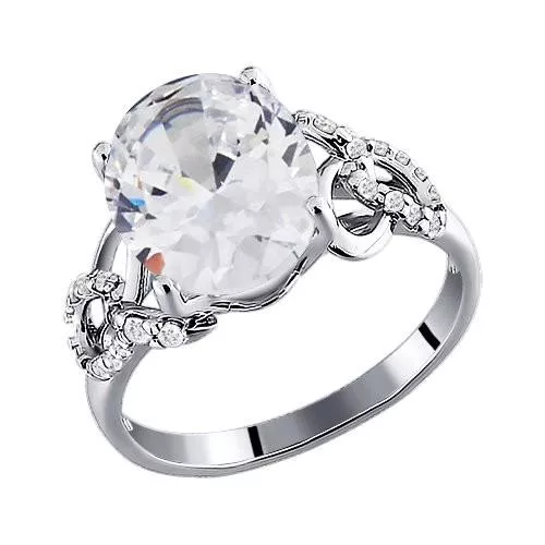 Кольцо из серебра с фианитами