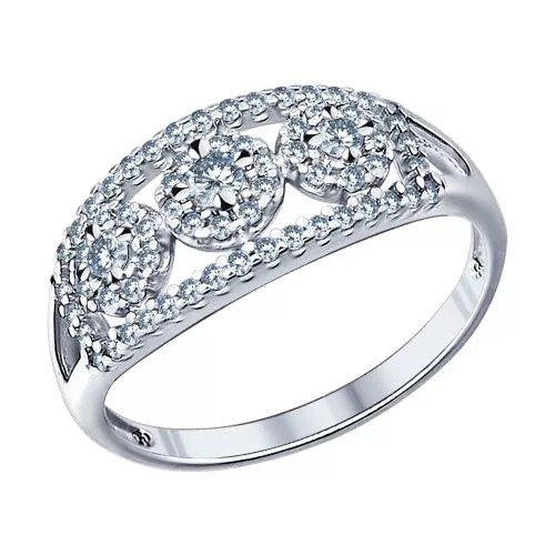 Кольцо из серебра с фианитами