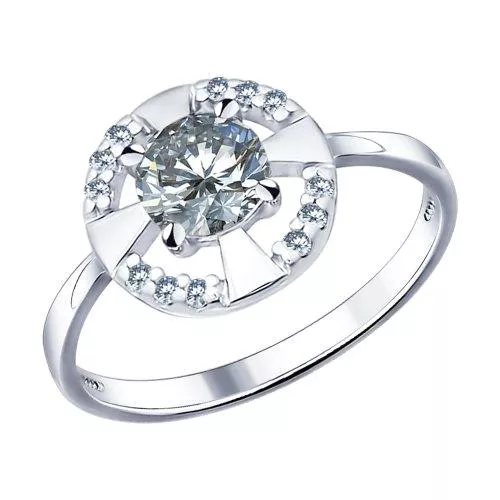 Кольцо из серебра с фианитами