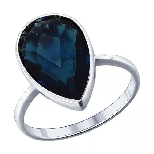 Кольцо из серебра с синей стеклянной вставкой