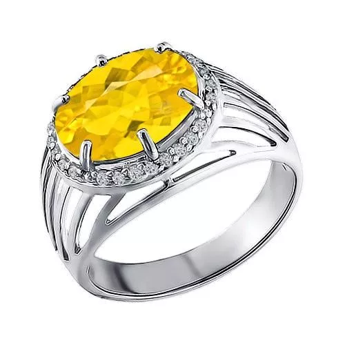 Кольцо из серебра с жёлтым фианитом