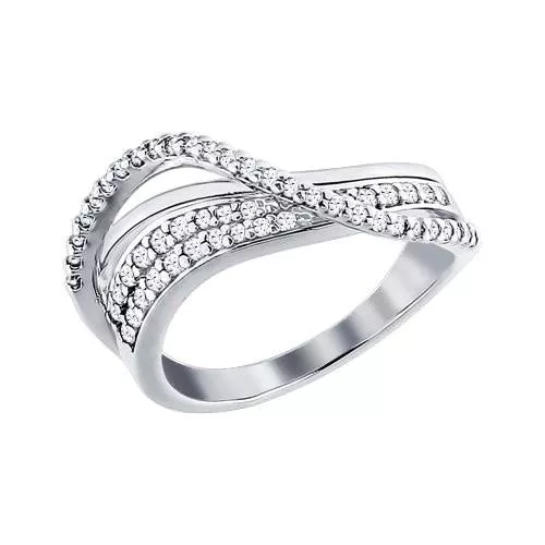 Кольцо из серебра с фианитами