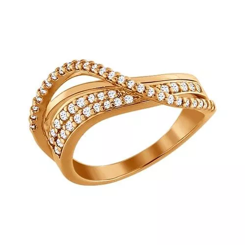 Кольцо из золочёного серебра с фианитами