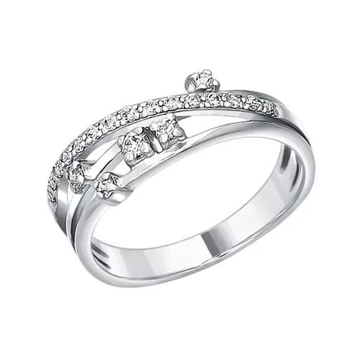 Кольцо из серебра с фианитами