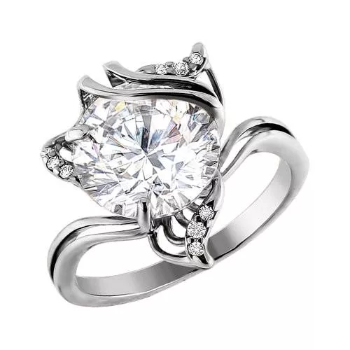 Кольцо из серебра с фианитами