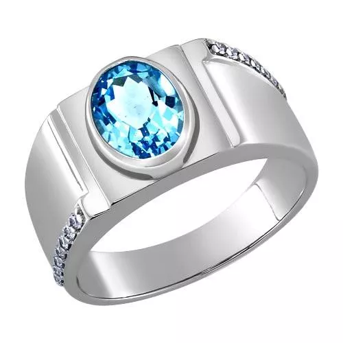 Кольцо из серебра с топазом и фианитами