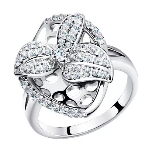 Кольцо из серебра с фианитами