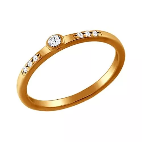 Помолвочное кольцо из золочёного серебра с фианитами