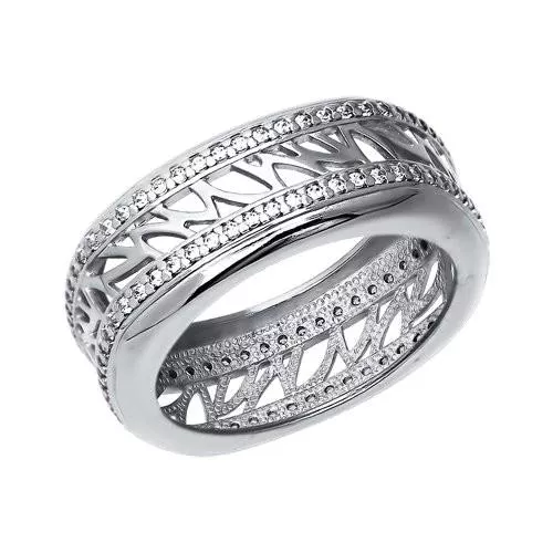 Кольцо из серебра с фианитами