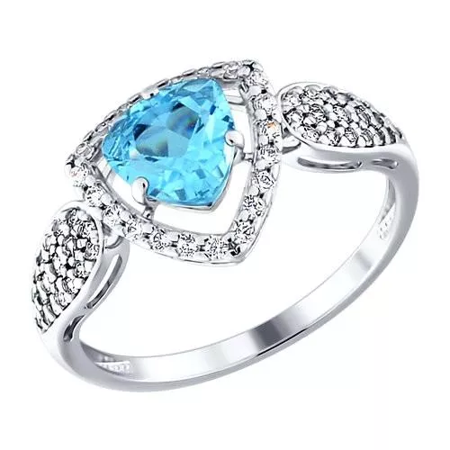 Кольцо из серебра с топазом и фианитами