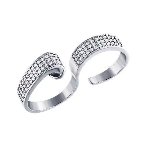 Кольцо на два пальца из серебра