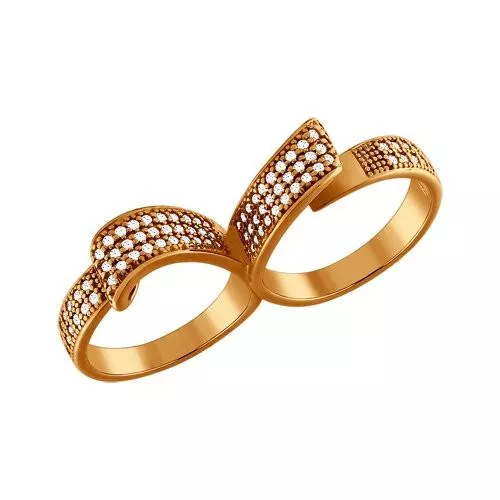 Кольцо на два пальца из золочёного серебра