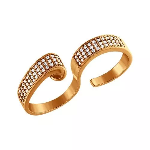 Позолоченое кольцо на два пальца