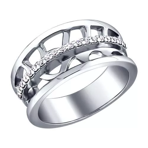 Кольцо из серебра с фианитами