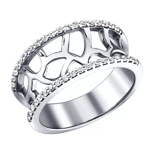 Кольцо из серебра с фианитами