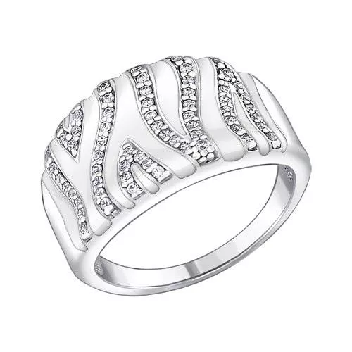 Кольцо из серебра с эмалью с фианитами