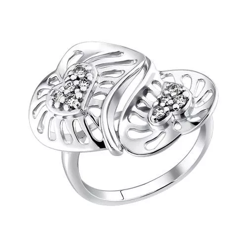 Кольцо из серебра с фианитами