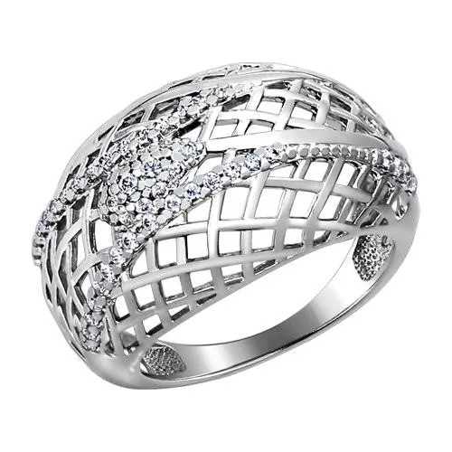 Кольцо из серебра с фианитами