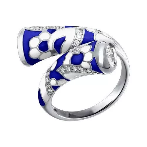 Серебряное кольцо покрытое нежной эмалью